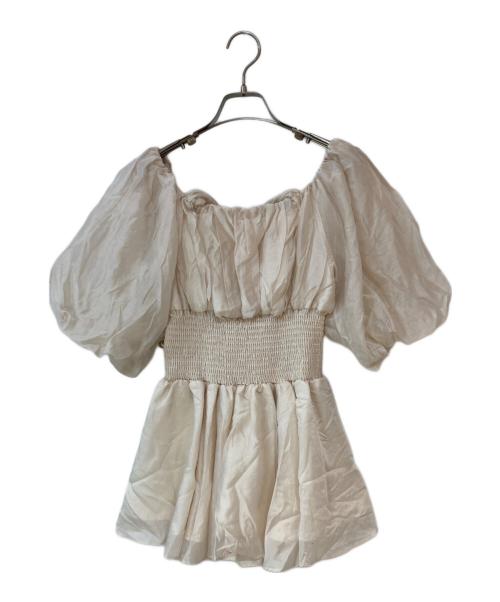 Snidel（スナイデル）Snidel (スナイデル) ウエストシャーリングリボンブラウス アイボリー サイズ:Free 未使用品の古着・服飾アイテム