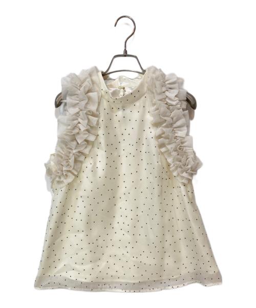 Rirandture（リランドチュール）Rirandture (リランドチュール) フリル付きドット柄ノースリーブシャツ アイボリー サイズ:2の古着・服飾アイテム