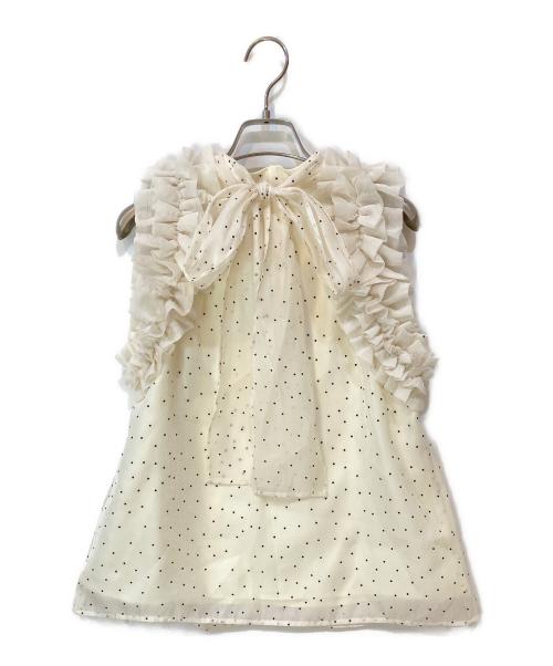 Rirandture（リランドチュール）Rirandture (リランドチュール) フリル付きドット柄ノースリーブシャツ アイボリー サイズ:2の古着・服飾アイテム