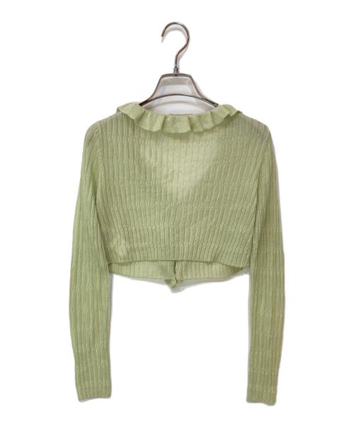 Snidel（スナイデル）Snidel (スナイデル) シアーフリルカーディガン 黄緑 サイズ:Fの古着・服飾アイテム