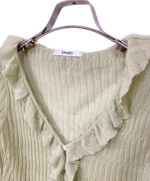 Snidel（スナイデル）Snidel (スナイデル) シアーフリルカーディガン 黄緑 サイズ:Fの古着・服飾アイテム