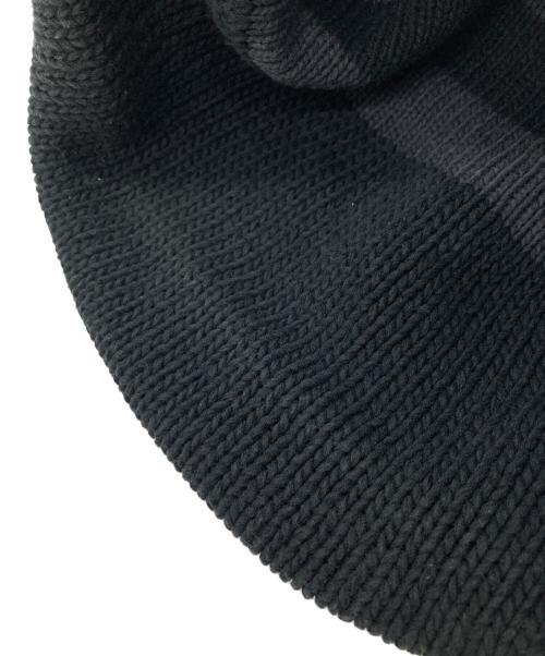 NUMBER (N)INE（ナンバーナイン）NUMBER (N)INE (ナンバーナイン) 05SS 裏地ボーダー バルーン ニットキャップ ブラック×グレー サイズ:ONESIZEの古着・服飾アイテム