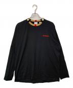 BURBERRYバーバリー）の古着「Jalad Check Neck Long sleeve T-Shirt」｜ブラック