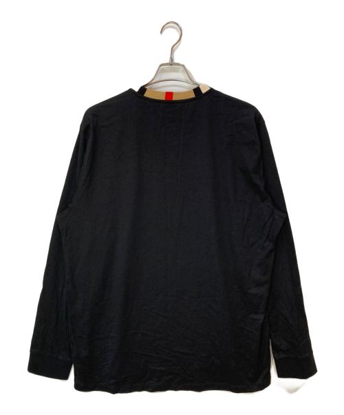 BURBERRY（バーバリー）BURBERRY (バーバリー) Jalad Check Neck Long sleeve T-Shirt ブラック サイズ:XLの古着・服飾アイテム