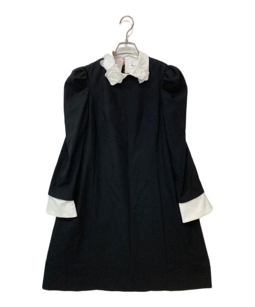 YUMI KATSURA（ユミカツラ）YUMI KATSURA (ユミカツラ) CELFORD (セルフォード) ローズユミカラーAラインワンピース ブラック サイズ:36の古着・服飾アイテム