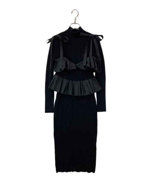 Lily Brown（リリーブラウン）Lily Brown (リリーブラウン) フリルビスチェセットニットワンピース ブラック サイズ:Fの古着・服飾アイテム