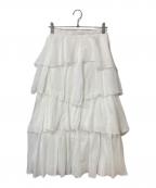 JILL STUARTジルスチュアート）の古着「コットンシフォンランダムティアード ロングスカート」｜ホワイト
