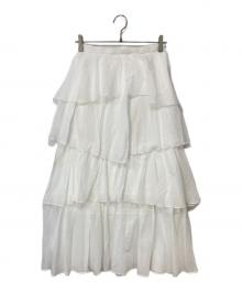 JILL STUART（ジルスチュアート）の古着「コットンシフォンランダムティアード ロングスカート」｜ホワイト