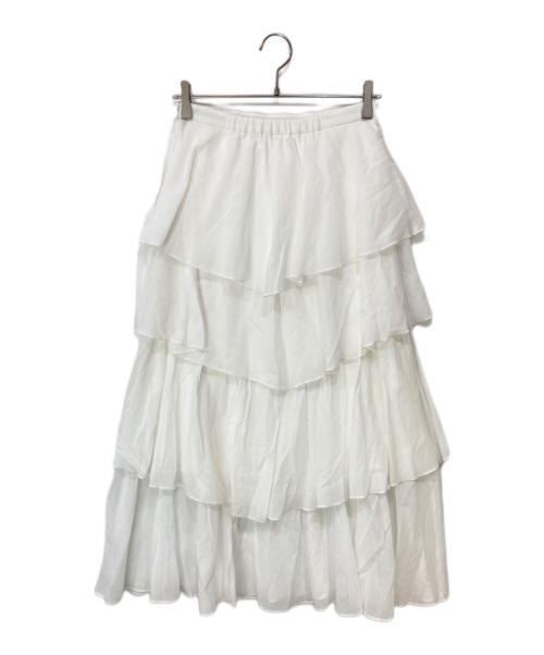 JILL STUART（ジルスチュアート）JILL STUART (ジルスチュアート) コットンシフォンランダムティアード ロングスカート ホワイト サイズ:4の古着・服飾アイテム