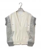 sacaiサカイ）の古着「ドッキングニットベスト」｜ホワイト×グレー
