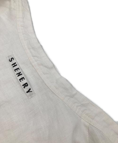 SHENERY（シーナリー）SHENERY (シーナリー) 袖ボリュームバンドカラーリネンシャツ ホワイト サイズ:Fの古着・服飾アイテム