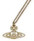 Vivienne Westwoodヴィヴィアンウエストウッド）の古着「THIN LINES SHORT FLAT ORB PENDANT ネックレス」｜ゴールドカラー