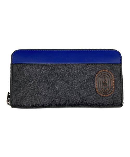 COACH（コーチ）COACH (コーチ) ペイサーコレクション シグネチャー レザー ラウンドファスナー 長財布 ブラックの古着・服飾アイテム