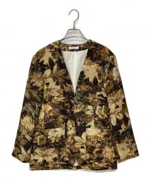 MACPHEE（マカフィー）の古着「フラワーカモフラージュプリント ノーカラージャケット」｜イエロー