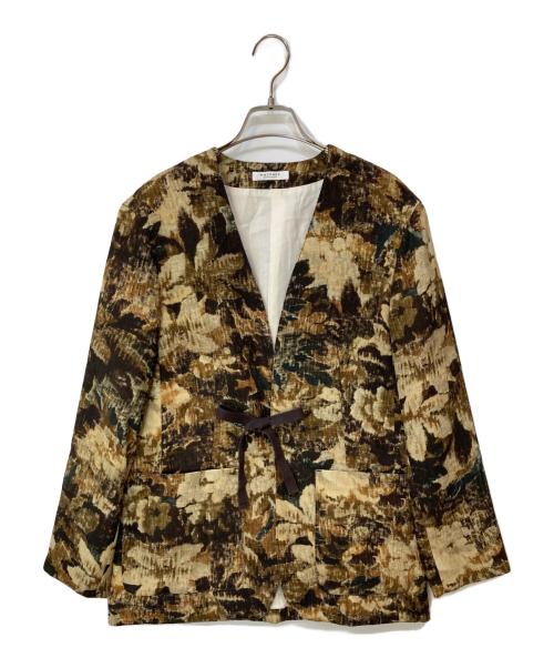 MACPHEE（マカフィー）MACPHEE (マカフィー) フラワーカモフラージュプリント ノーカラージャケット イエロー サイズ:36の古着・服飾アイテム