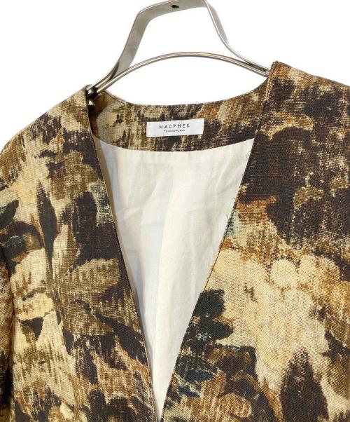 MACPHEE（マカフィー）MACPHEE (マカフィー) フラワーカモフラージュプリント ノーカラージャケット イエロー サイズ:36の古着・服飾アイテム