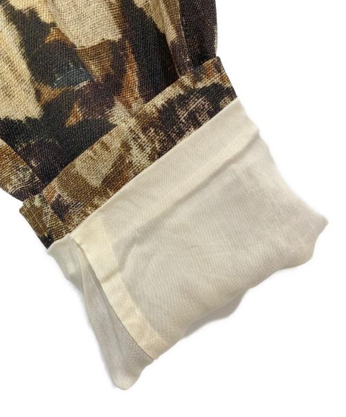 MACPHEE（マカフィー）MACPHEE (マカフィー) フラワーカモフラージュプリント ノーカラージャケット イエロー サイズ:36の古着・服飾アイテム