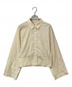 DES PRESデ プレ）の古着「ソフトストレッチサテン バックブラウジングブラウス」｜アイボリー