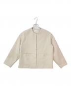 nano・universeナノ・ユニバース）の古着「デイリーファンクション ノーカラー ジャケット」｜ベージュ