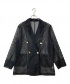 ESICAエシカ）の古着「ゴールドボタンメッシュジャケット」｜ブラック