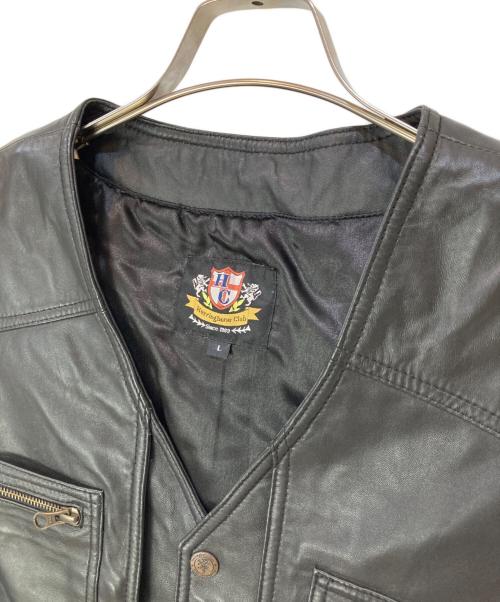 herringbone club（ヘリンボーンクラブ）herringbone club (ヘリンボーンクラブ) ラムレザーベスト ブラック サイズ:Lの古着・服飾アイテム