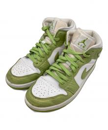 NIKE（ナイキ）の古着「WMNS AIR JORDAN 1 MID SE ハイカットスニーカー」｜WHITE/VIVID GREEN-WH