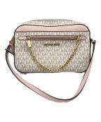 MICHAEL KORSマイケル・コース）の古着「ジェット セット アイテム ラージ イーストウェスト ジップ チェーン クロスボデイ」｜ピンク×ホワイト