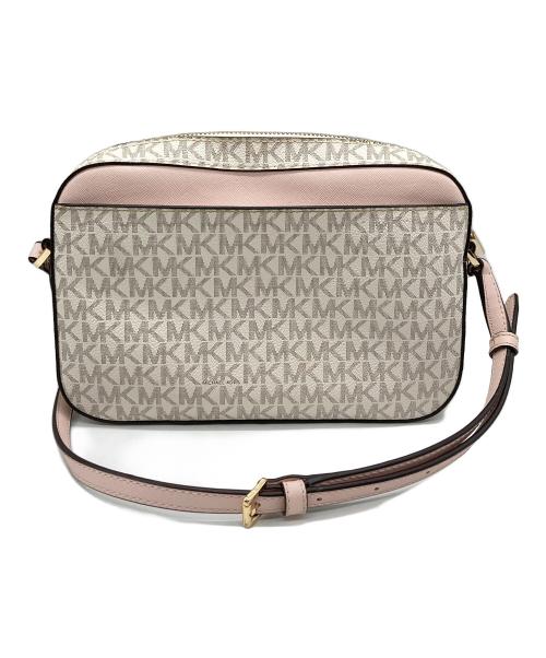 MICHAEL KORS（マイケル・コース）MICHAEL KORS (マイケル・コース) ジェット セット アイテム ラージ イーストウェスト ジップ チェーン クロスボデイ ピンク×ホワイト サイズ:なしの古着・服飾アイテム