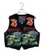 TURBOGADGETターボガジェット）の古着「SEPULTURA プリントベスト」｜ブラック