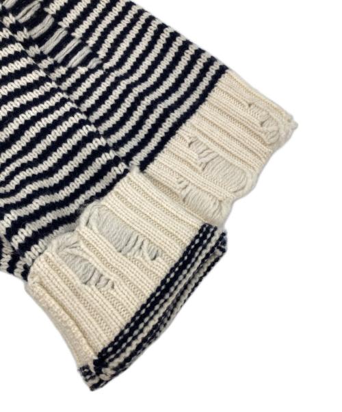 CHARLES JEFFREY LOVERBOY（チャールズ ジェフリー ラバーボーイ）CHARLES JEFFREY LOVERBOY (チャールズ ジェフリー ラバーボーイ) ダメージ加工 ストライプセーター ベージュ×ブラック サイズ:Mの古着・服飾アイテム