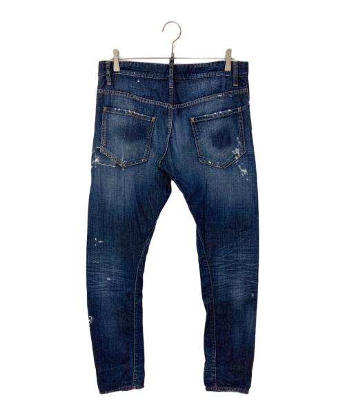 DSQUARED2（ディースクエアード）DSQUARED2 (ディースクエアード) ペイント加工 ダメージデニムパンツ インディゴ サイズ:48の古着・服飾アイテム