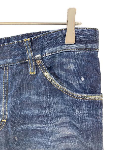 DSQUARED2（ディースクエアード）DSQUARED2 (ディースクエアード) ペイント加工 ダメージデニムパンツ インディゴ サイズ:48の古着・服飾アイテム