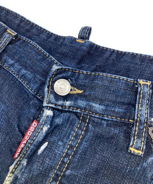 DSQUARED2（ディースクエアード）DSQUARED2 (ディースクエアード) ペイント加工 ダメージデニムパンツ インディゴ サイズ:48の古着・服飾アイテム