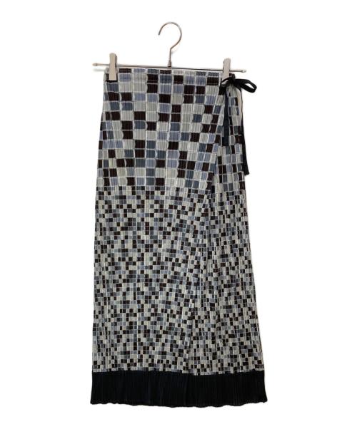 PLEATS PLEASE（プリーツプリーズ）PLEATS PLEASE (プリーツプリーズ) 総柄ラッププリーツスカート グレー サイズ:3の古着・服飾アイテム