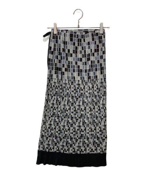 PLEATS PLEASE（プリーツプリーズ）PLEATS PLEASE (プリーツプリーズ) 総柄ラッププリーツスカート グレー サイズ:3の古着・服飾アイテム