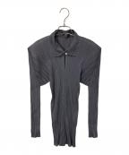 PLEATS PLEASEプリーツプリーズ）の古着「プリーツプルオーバーブラウス」｜グレー