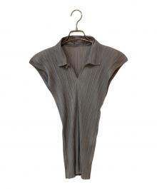 PLEATS PLEASE（プリーツプリーズ）の古着「ノースリーブプリーツカットソー」｜グレー