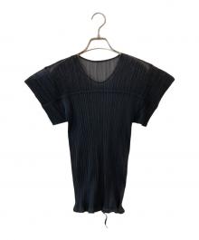 PLEATS PLEASE（プリーツプリーズ）の古着「半袖プリーツカットソー」｜ブラック