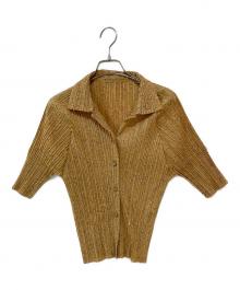 PLEATS PLEASE（プリーツプリーズ）の古着「半袖プリーツシャツ」｜ベージュ