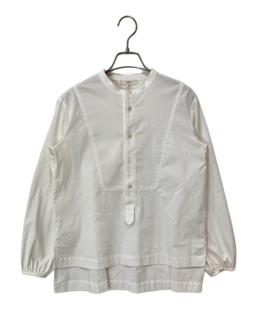 YORI（ヨリ）YORI (ヨリ) バンドカラー プルオーバー ブラウス ホワイト サイズ:36の古着・服飾アイテム