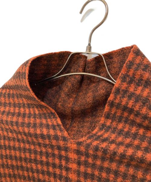 45R（フォーティファイブ・アール）45R (フォーティファイブ・アール) 縮絨ギンガムジャカードのポンチョ ブルー×ブラウン サイズ:FREEの古着・服飾アイテム