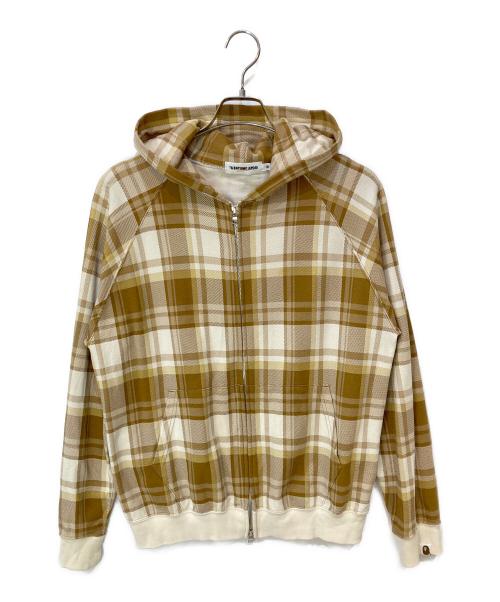 A BATHING APE（ア ベイシング エイプ）A BATHING APE (ア ベイシング エイプ) チェックジップパーカー ブラウン サイズ:Mの古着・服飾アイテム