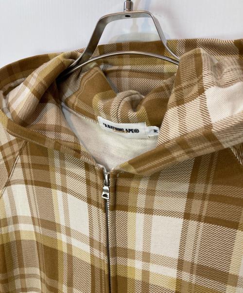 A BATHING APE（ア ベイシング エイプ）A BATHING APE (ア ベイシング エイプ) チェックジップパーカー ブラウン サイズ:Mの古着・服飾アイテム