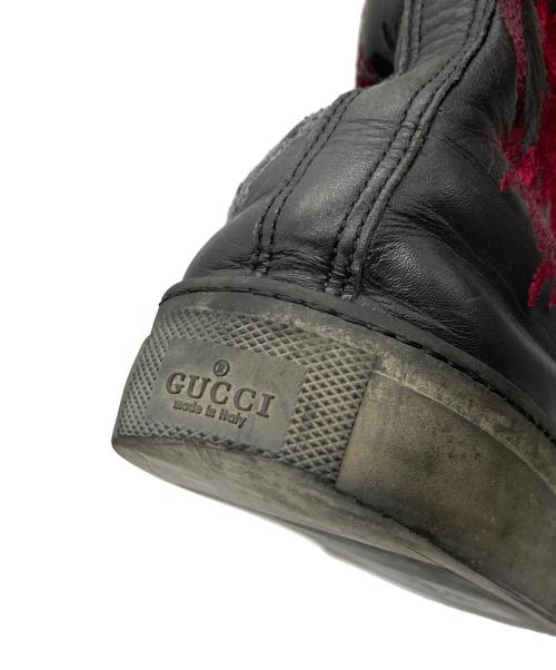 GUCCI（グッチ）GUCCI (グッチ) トムフォード期 ドラゴン 刺繍 ハイカットスニーカー ブラック サイズ:40 1/2の古着・服飾アイテム