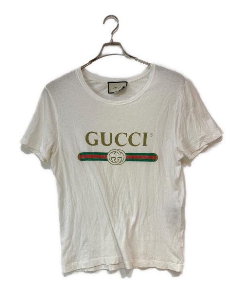 GUCCI（グッチ）GUCCI (グッチ) ロゴ ウォッシュドオーバーサイズ Tシャツ ホワイト サイズ:ＸＳの古着・服飾アイテム