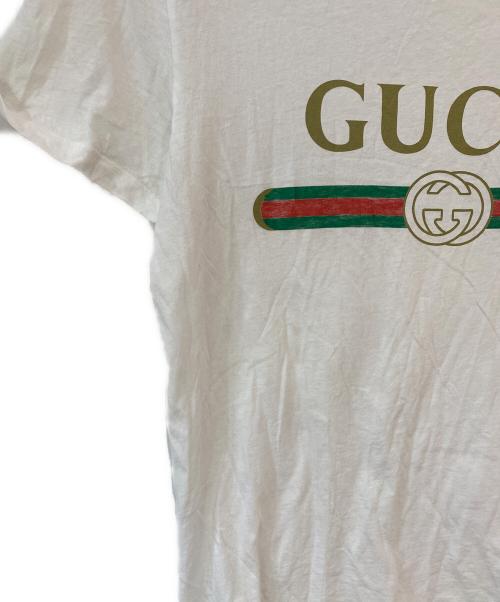 GUCCI（グッチ）GUCCI (グッチ) ロゴ ウォッシュドオーバーサイズ Tシャツ ホワイト サイズ:ＸＳの古着・服飾アイテム