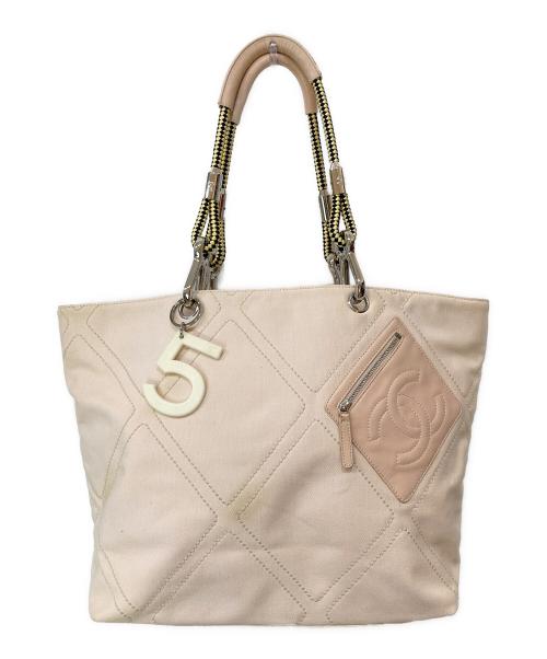 CHANEL（シャネル）CHANEL (シャネル) No.5 ココマーク ロープ トートバッグ ピンク サイズ:-の古着・服飾アイテム
