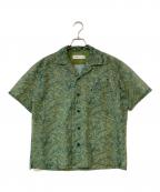 TOGA ARCHIVESトーガアーカイブス）の古着「メッシュマーブルプリントショートスリーブシャツ」｜グリーン