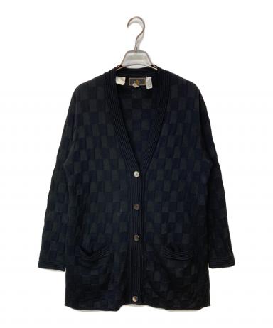 ヴィンテージ FENDI ダークグレー チェック柄 カーディガン