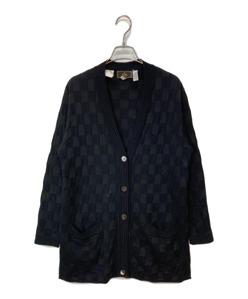 FENDI（フェンディ）FENDI (フェンディ) ブロックチェックニットカーディガン ブラック サイズ:44の古着・服飾アイテム